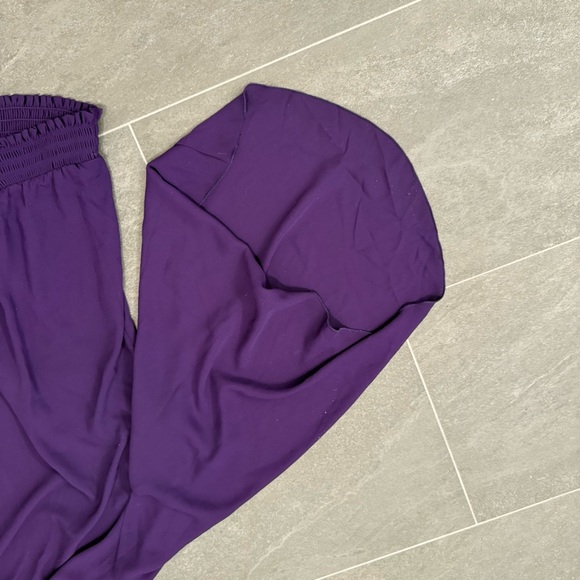 New York & Company Purple Blouse with Mandarin Collar and Relaxed Fit - Picture 3 of 7